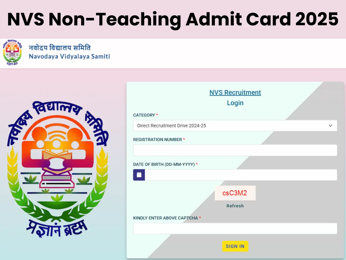 NVS Non-Teaching Admit Card 2025