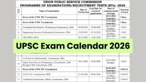 UPSC Exam Calendar 2026